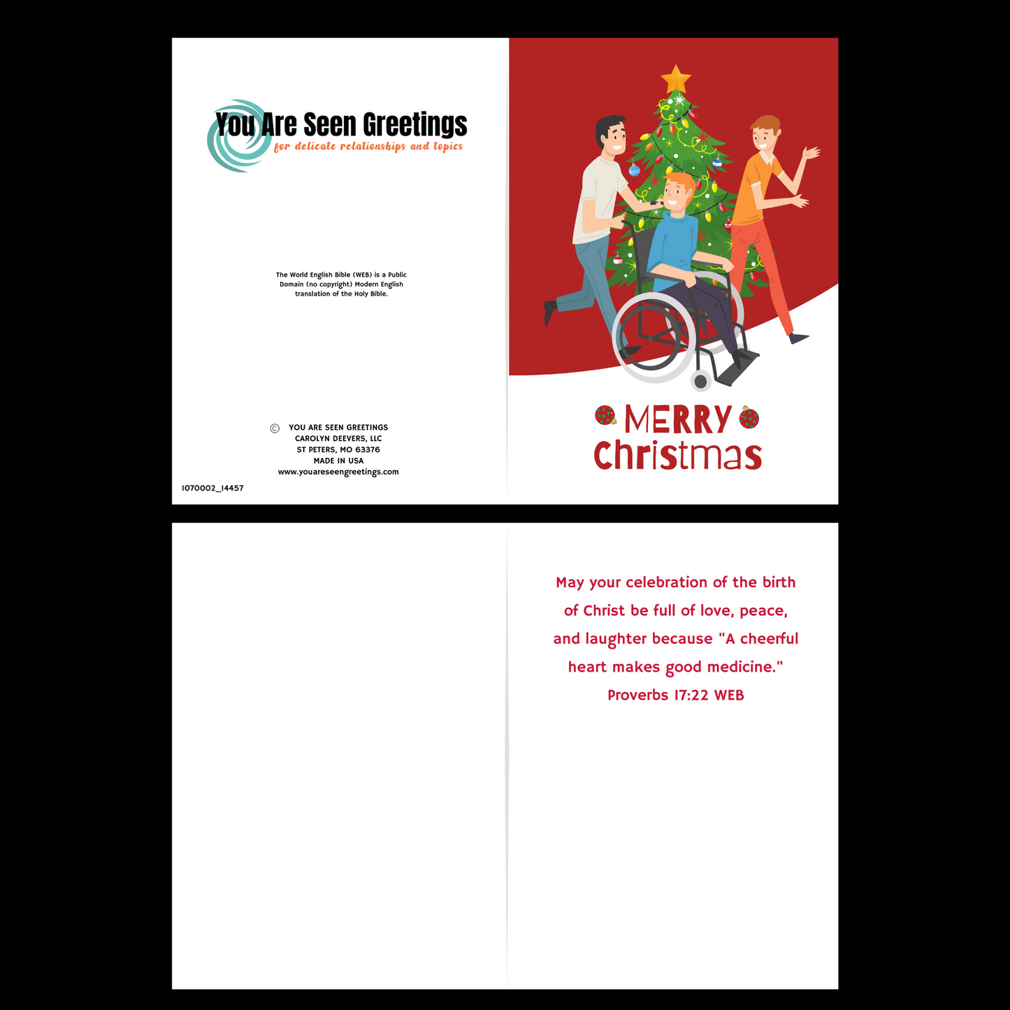 Merry Christmas Greeting Card for Persons with Disabilities - You Are Seen Greetings